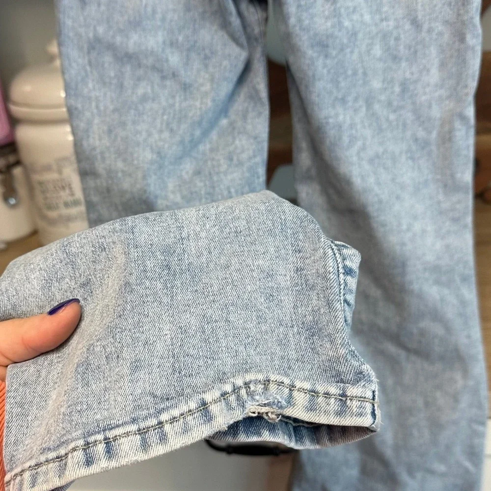 Gap Kids Girls Sz 10 Light‎ Wash 70s Flare Jeans Distressed Adjustable Waist
